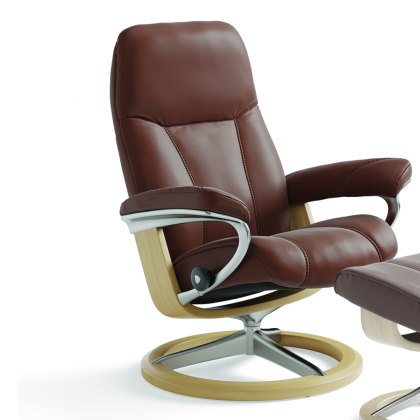 Stressless Consul Medium Chair with Signature Base - no footstool Stressless Consul Medium Chair with Signature Base - no footstool