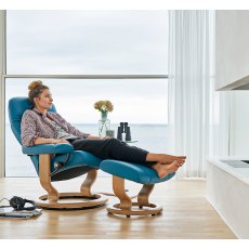 Stressless Small Consul Chair with Footstool - Classic Base Stressless Small Consul Chair with Footstool - Classic Base