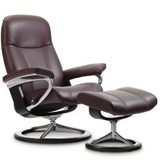 Stressless Consul Medium Chair with Footstool - Signature Base Stressless Consul Medium Chair with Footstool - Signature Base